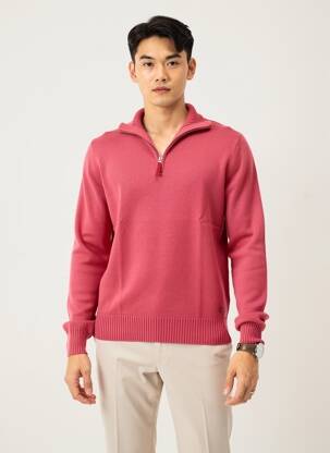 Pull col camionneur manches longues rouge BLUE LEMON homme