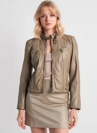 Veste en cuir poches beige REDSKINS femme