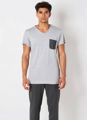 T-shirt tissage chiné manches courtes gris ELEVEN PARIS homme
