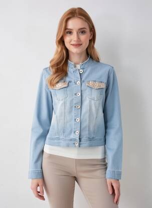 Veste casual col rond bleu LES P'TITES BOMBES femme