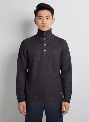 Pull tissage chiné manches longues noir PETROL INDUSTRIES homme
