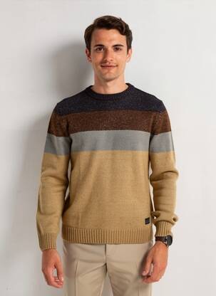 Pull stretch manches longues marron PETROL INDUSTRIES homme