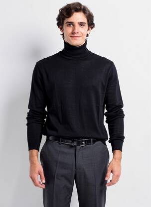 Pull col roulé stretch manches longues noir PETROL INDUSTRIES homme