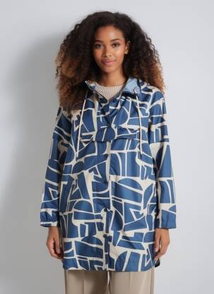 Imperméable manches longues a capuche bleu B.YOUNG femme