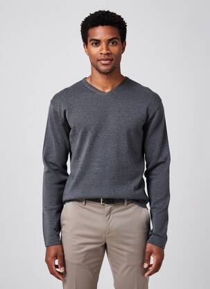 Pull col v manches longues gris BLEND OF AMERICA homme