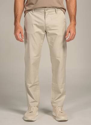 Pantalon chino tissage popeline taille normale beige LE TEMPS DES CERISES homme
