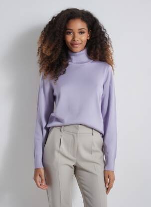 Pull col roulé stretch manches longues violet B.YOUNG femme