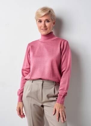 Pull col roulé resserrée sur le bas manches longues rose JENSEN femme