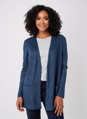 Gilet manches longues col v bleu CECIL femme