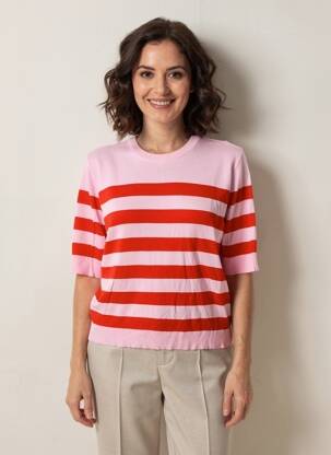 Pull stretch manches courtes rose CULTURE femme
