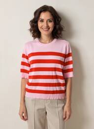 Pull stretch manches courtes rose CULTURE femme