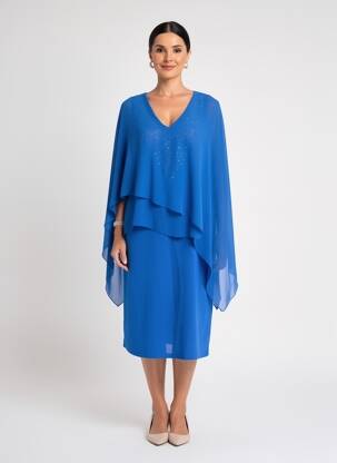Robe mi-longue manches courtes manches courtes bleu UNICA PLUS femme