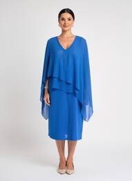 Robe mi-longue manches courtes manches courtes bleu UNICA PLUS femme