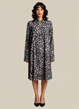 Robe mi-longue manches longues manches longues noir CULTURE femme