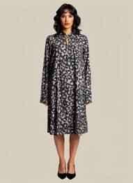 Robe mi-longue manches longues manches longues noir CULTURE femme