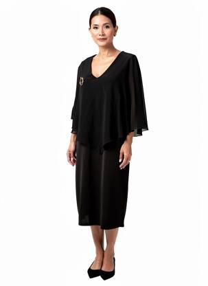 Robe mi-longue manches courtes manches courtes noir UNICA PLUS femme