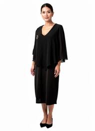Robe mi-longue manches courtes manches courtes noir UNICA PLUS femme