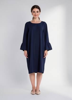 Robe mi-longue manches 3/4 manches 3/4 bleu IMITZ femme