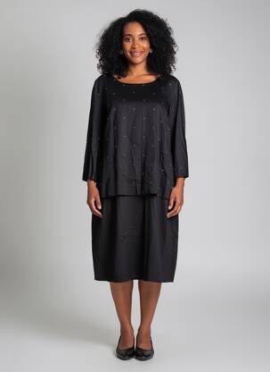 Robe mi-longue manches 3/4 manches 3/4 noir CECIL femme