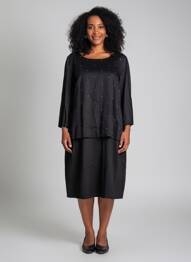 Robe mi-longue manches 3/4 manches 3/4 noir CECIL femme
