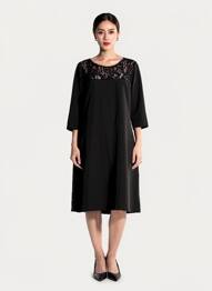 Robe mi-longue manches 3/4 manches 3/4 noir LILI & CAROLINE femme