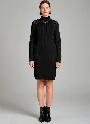 Robe pull coupe droite manches longues noir MERI & ESCA femme