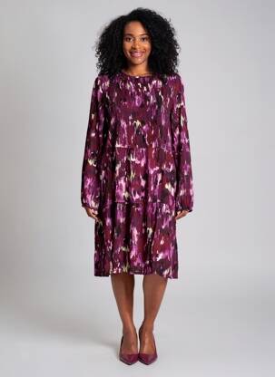 Robe mi-longue imprimé fantaisie manches longues violet STREET ONE femme