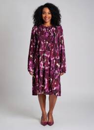 Robe mi-longue imprimé fantaisie manches longues violet STREET ONE femme