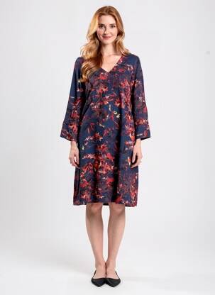 Robe mi-longue manches 3/4 manches 3/4 bleu LA FIANCÉE femme