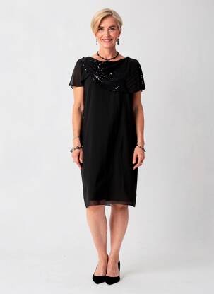 Robe mi-longue sans manche sans manche noir CHRISTINE LAURE femme