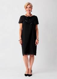 Robe mi-longue sans manche sans manche noir CHRISTINE LAURE femme