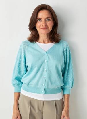 Gilet manches longues manches 3/4 bleu JULIE GUERLANDE femme