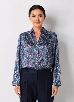 Chemisier imprimé fantaisie manches longues bleu LA FIANCÉE femme