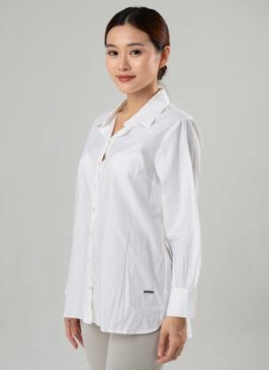Chemisier coupe droite manches longues blanc AGATHE & LOUISE femme