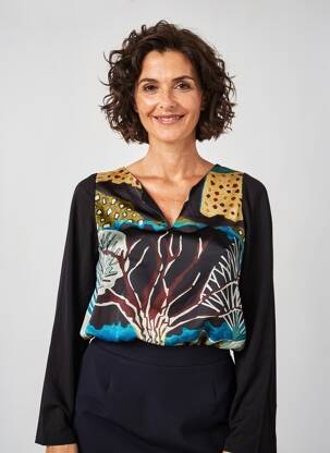 Blouse tissage popeline manches longues noir POISSONS BLANCS femme