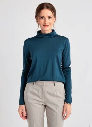 Sous-pull col col montant manches longues bleu STREET ONE femme