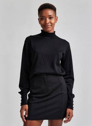 Pull coupe droite manches longues noir C'EST BEAU LA VIE femme