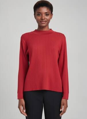 Pull coupe cintrée manches longues rouge C'EST BEAU LA VIE femme