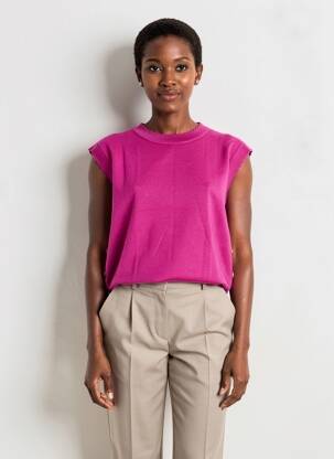 Pull resserrée sur le bas manches courtes rose C'EST BEAU LA VIE femme