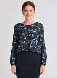 Blouse imprimé fantaisie manches longues noir CECIL femme