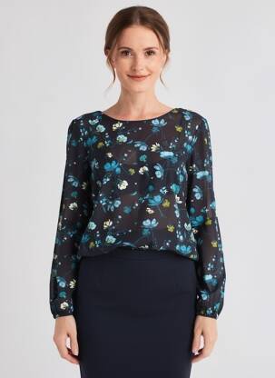 Blouse imprimé fantaisie manches longues noir CECIL femme