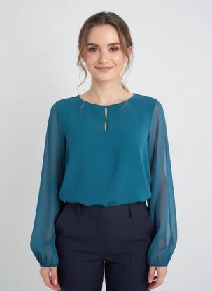Blouse col rond manches longues bleu S.OLIVER femme