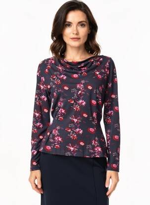 Top imprimé fantaisie manches longues bleu LA FIANCÉE femme