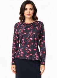 Top imprimé fantaisie manches longues bleu LA FIANCÉE femme