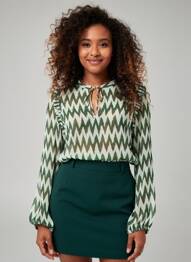 Blouse imprimé fantaisie manches longues vert B.YOUNG femme