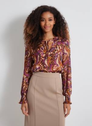 Blouse imprimé fantaisie manches longues violet B.YOUNG femme