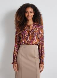 Blouse imprimé fantaisie manches longues violet B.YOUNG femme