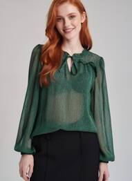 Blouse imprimé fantaisie manches longues vert B.YOUNG femme