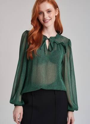 Blouse imprimé fantaisie manches longues vert B.YOUNG femme