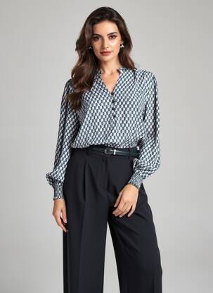 Blouse imprimé fantaisie manches longues bleu B.YOUNG femme